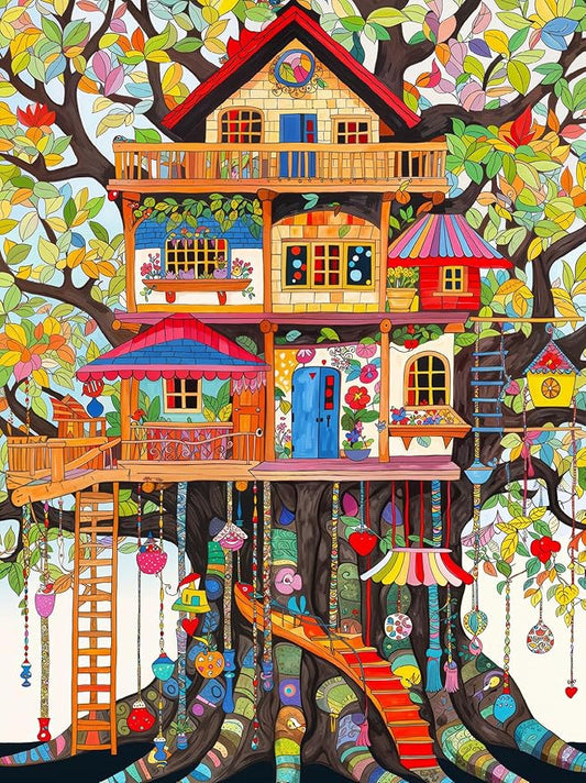 Cross & Glory - Fantastical Treehouse Escape - 500 Piece Puzzle for Adults | Whimsical Art Style | Fun Puzzle Challenge for Adults and Families
