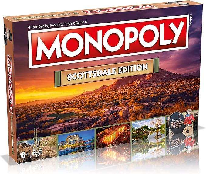 Monopoly Board Game - Scottsdale Edition: 2-6 Players Family Board Games for Kids and Adults, Board Games for Kids 8 and up, for Kids and Adults, Ideal for Game Night