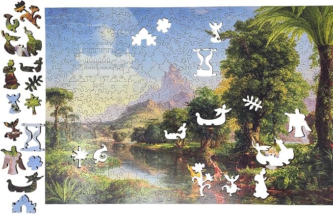 Wooden Puzzle for Adults - Uniquely Shaped Pieces - Made in The USA by FoxSmartBox - 444 Pieces - The Voyage of Life. Youth