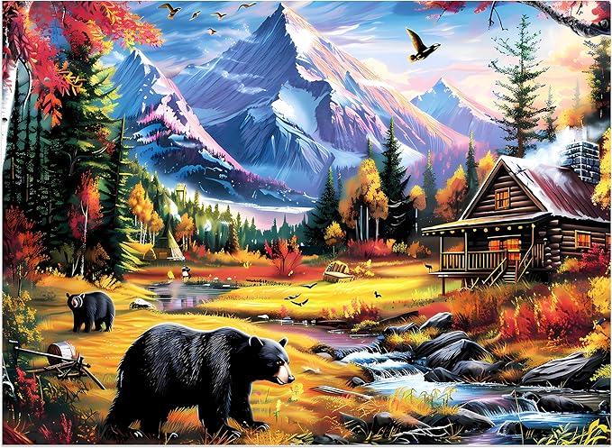 500 Pieces Jigsaw Puzzle for Adults - Bear Mountain Nature Theme for Children and Elderly - Recycled Paper, Challenging Family Game, Great Gift for Friends - 20.5 x 15 Inch