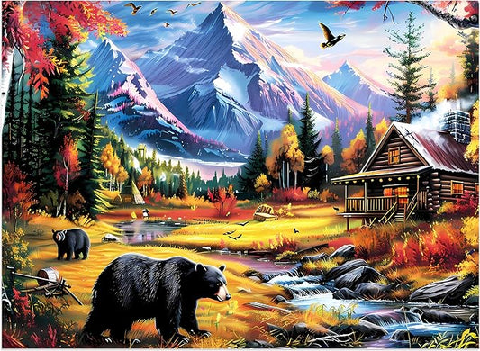 500 Pieces Jigsaw Puzzle for Adults - Bear Mountain Nature Theme for Children and Elderly - Recycled Paper, Challenging Family Game, Great Gift for Friends - 20.5 x 15 Inch