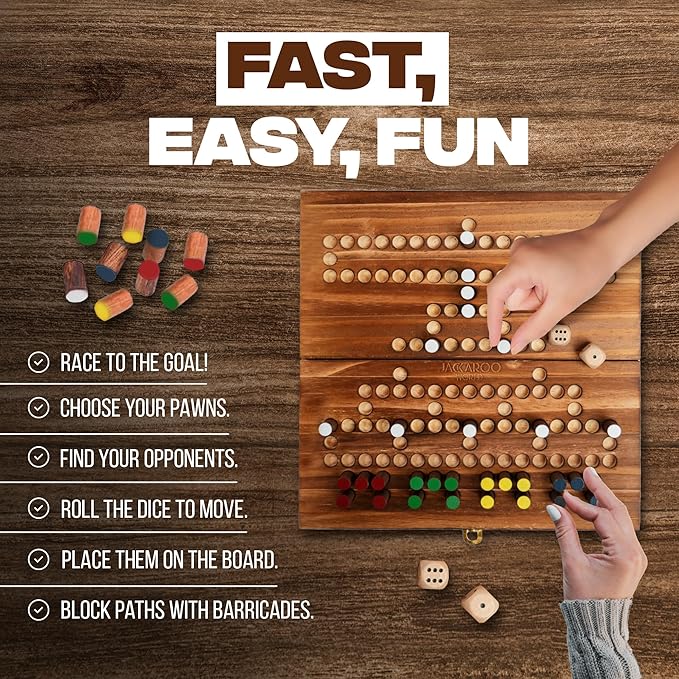 Barricade Board Game - Malefiz - New 2025 Dice Games - 2-4 Player Competitive Strategy Game - Fast Track Board Game Fun Wooden Dice Game for Family & Friends - Adults Games Wood Games