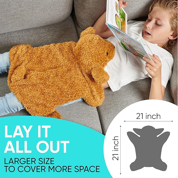 FRIENDLY CUDDLE Weighted Lap Blanket for Kids & Adults – Teddy Weighted Blanket – ASD, Sensory Processing Weighted Stuffed Animals Dog Toy – Microwavable Weighted Lap Pad for Kids, 5 Lbs
