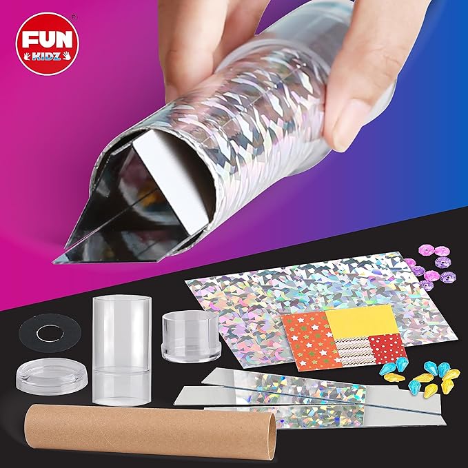 Twins Kaleidoscope Kit for Kids, FunKidz DIY Kaleidoscope Making Craft Kit with Prism Gift Optical Illusion Science Experiment Educational STEM Toy