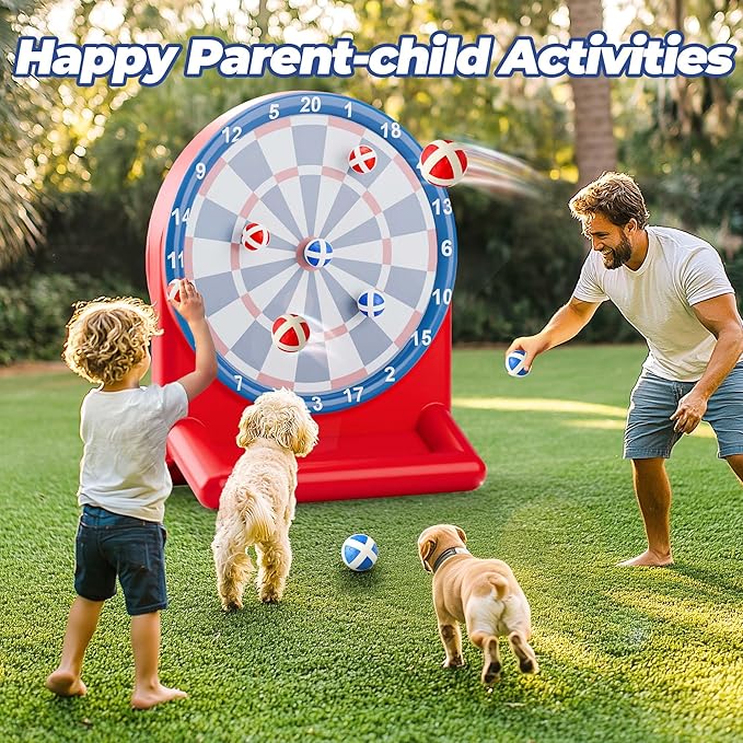iPlay, iLearn Kids Fun Dartboard Outdoor Toys, Inflatable Dart Board Toss Game, Toddler Backyard Lawn Yard Play, Cool Indoor Family Party Birthday Gift for Ages 3 4 5 6 7 8 Boys Girls Children Teens