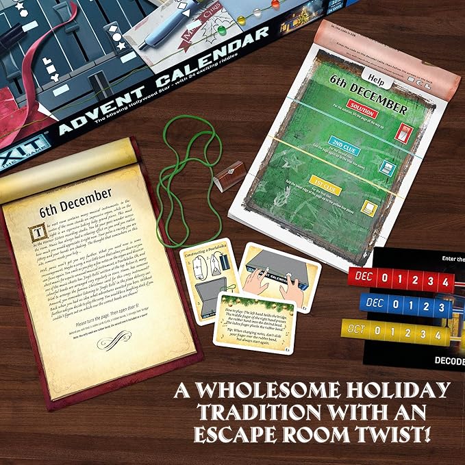 EXIT: The Game - Advent Calendar - The Missing Hollywood Star | Christmas | Calendar | Advent | Mystery Game | Family Activity | Ages 10+