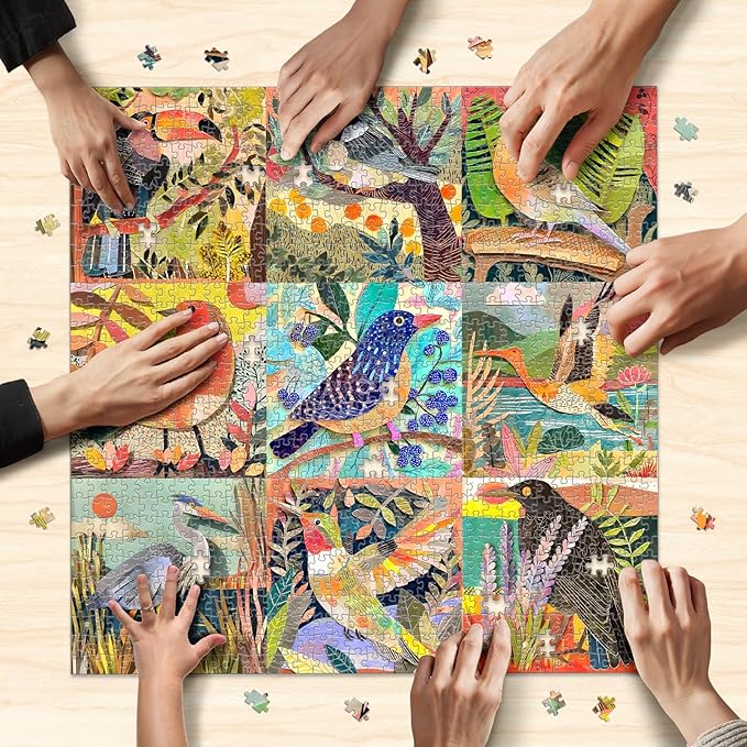 1000 Piece Jigsaw Puzzle for Adults Colorful Cut-Paper Style Birds Puzzle 1000 Piece, Challenging Jigsaw for Game Night, Giftable Puzzle with Sectioned Back Design, 24 x 24 in