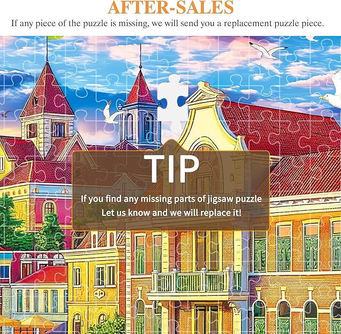 ALL4JIG Harbor City Fun Jigsaw Puzzles for Adults and Kids, 500 Pieces, 19" x 14", Christmas Secret Santa Gift, White Elephant Gifts, Number Partitioned for Easy Solving