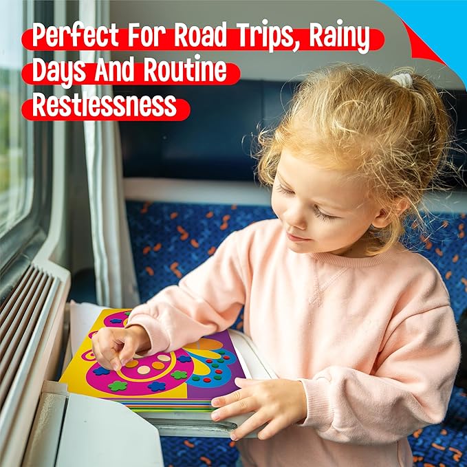 Sticker Art Activity, 20 Animals With 1660 Foam Stickers in 10 Colors - Fun DIY Craft Kits Travel Game for Kids, Boys & Girls