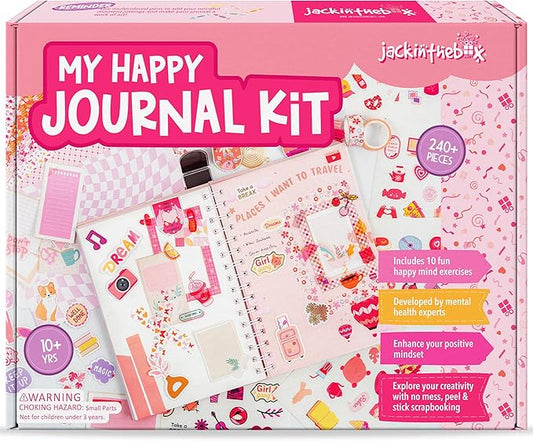 jackinthebox DIY Journal for Girls Ages 8-12, 242 pcs, Journaling kit, Tween Scrapbook, Includes 10 Mental Health Exercises, Girls Diary 8 9 10 11 12 Years