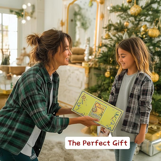 Classic Snakes and Ladders Board Game – Foldable Family Board Game with Dice & Pawns, Retro Educational Toy for Kids & Adults, Travel Portable Game Set for 2-4 Players Ages 3+