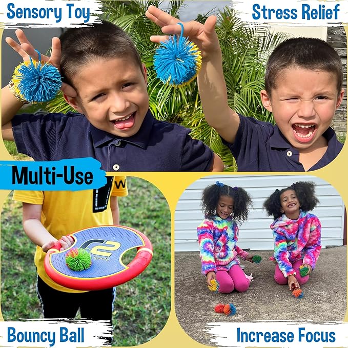 Stringy Balls & Sensory Toys for Kids 20 Pack - Stocking Stuffers For Kids Ages 4 5 6 7 8 9 Year Old Gift Ideas - Best Birthday Toddler Gifts for Boys & Girls - Monkey Pom Balls Fidget Toys Party Pack