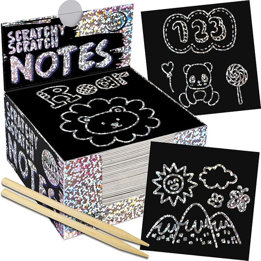 PURPLE LADYBUG Silver Holographic Scratch Art Mini Notes - Scratch Art for Kids, Summer Activities, Camping Games for Ages 4-8