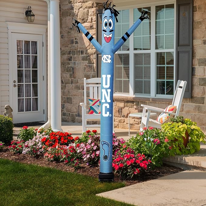 NCAA Carolina Football Wacky Waving Inflatable Tube Guy with LED Lights & Built-in Blower - 6" x 36" x 96" Inflatable Tube Man Crazy Sports Fan Outdoor Party Decoration