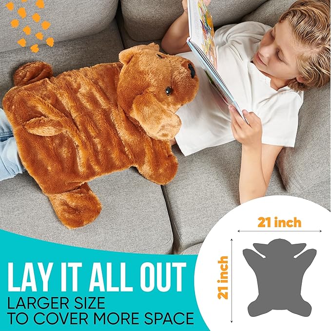 FRIENDLY CUDDLE Weighted Lap Blanket for Kids & Adults – Molly Weighted Blanket – ASD, Sensory Processing Weighted Stuffed Animals Dog Toy – Microwavable Weighted Lap Pad for Kids, 5 Lbs