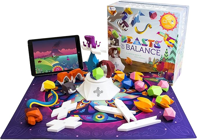 Beasts of Balance - A Digital Tabletop Hybrid Family Stacking Game For Ages 7+ (BOB-COR-WW-1/GEN)Plinth included