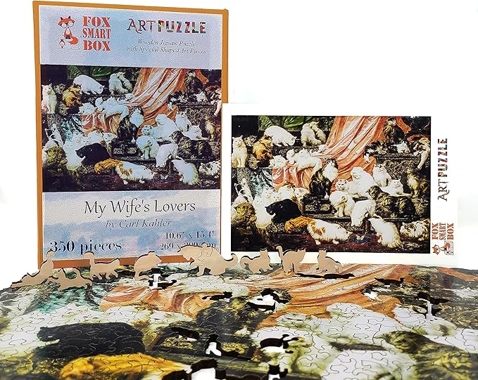 Wooden Jigsaw Puzzle for Adults - Uniquely Shaped Pieces - Made in The USA by FoxSmartBox - 350 Pieces - My Wife's Lovers