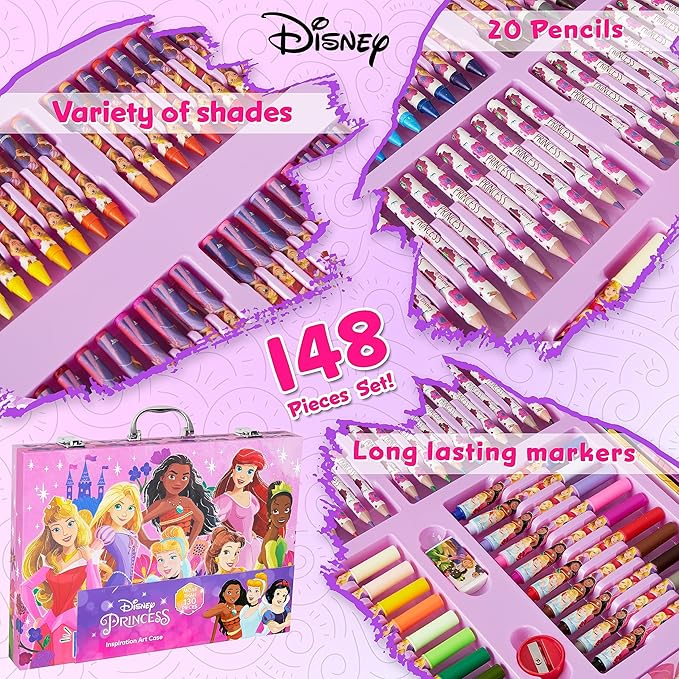 Disney Stitch Colored Pencils Art Supplies Kids Drawing Kit School Supplies Crayons Markers Coloring Sheets Art Kit Gifts for Kids Girls (Multi Princess Set)
