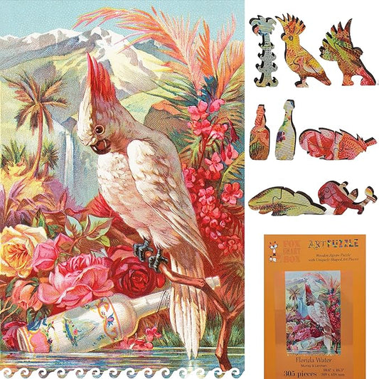 Wooden Jigsаw Puzzle for Adults - Uniquely Shaped Pieces - Made in The USA by FoxSmartBox - 305 Pieces - Florida Water