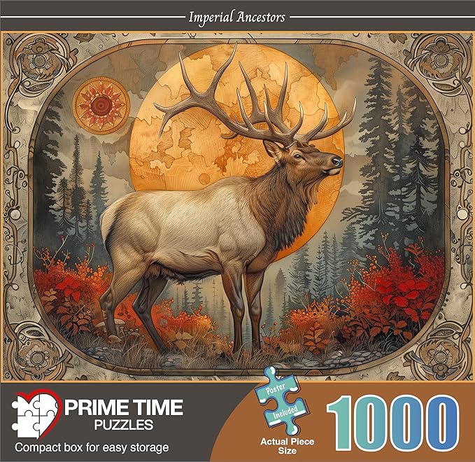 1000 Piece Jigsaw Puzzle for Adults - Bull Elk Fall Forest - Challenging Nature Wildlife Puzzle -Rocky Mountain Big Game - Perfect for Game Nights - 20x27 inches