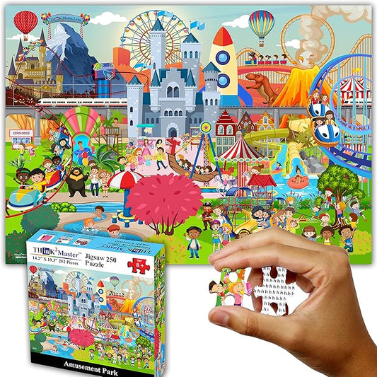 Think2Master Amusement Park 250 Pieces Jigsaw Puzzle Fun Educational Toy for Kids, School & Families. Great Gift for Boys & Girls Ages 8+ to Stimulate Learning. Size: 14.2” X 19.3”