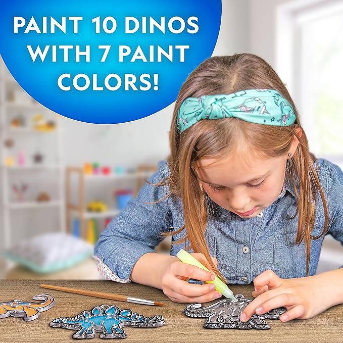 Blue Marble National Geographic Kids Stained Glass Kit - Glow in The Dark Dinosaur Toys, Kids Arts and Crafts Set, Window Sun Catchers, Kid Crafts Ages 4-8, Window Art Craft Kit, Suncatcher