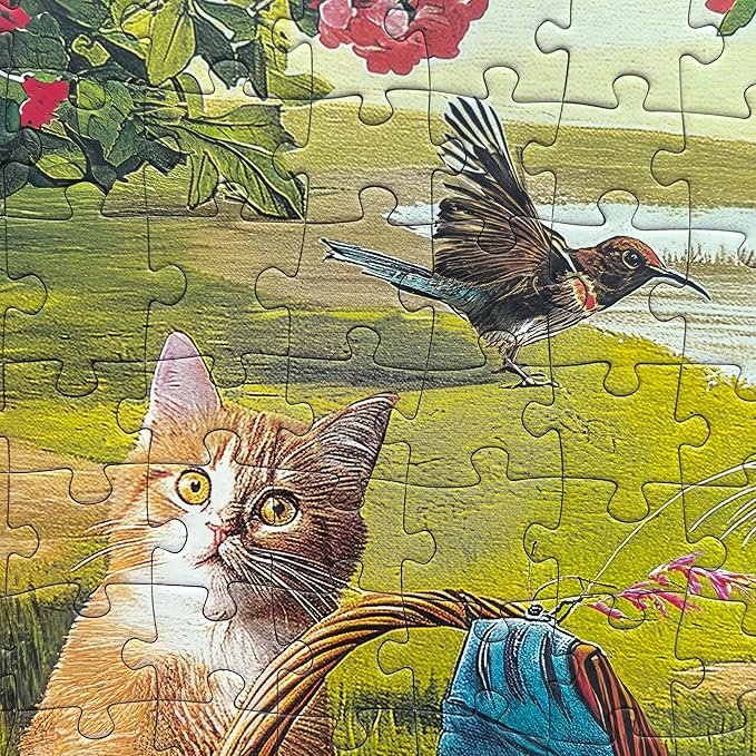 300 Piece Puzzles for Adults - Large Piece Jigsaw Puzzles for Kids Seniors - Picnic Kittens and Donut