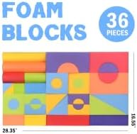 Migargle 36 Pieces Large Foam Building Blocks for Toddlers, EVA Soft Stacking Blocks, Baby Bath Foam Toy Set, Early Learning Construction Toys & Gifts for Kids, Boys & Girls