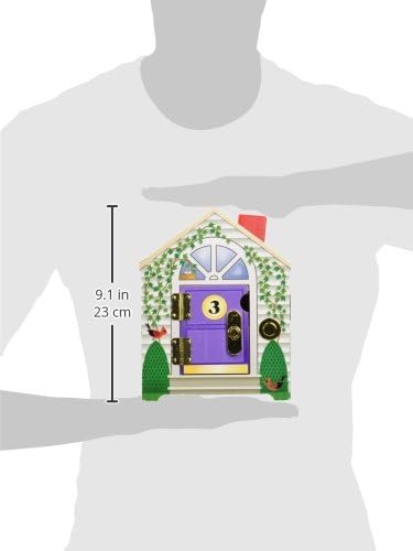 Melissa & Doug Take-Along Wooden Doorbell Dollhouse - Doorbell Sounds, Keys, 4 Poseable Wooden Dolls Portable Doll House, Doorbell House for Kids Ages 3+