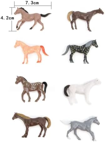 SmilerSmile Animal Assorted Mini Plastic Figures Toy Set, Educational Party Cake Topper, Goody Bag Filler (8pcs Horse)