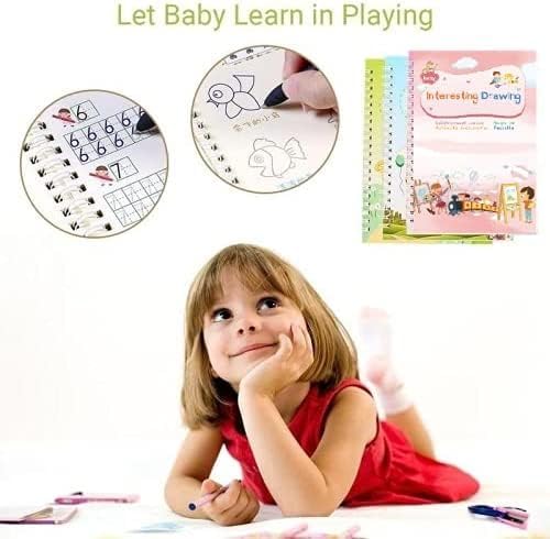 Magical Handwriting Workbooks Handwriting Practice Copybook, Handwriting Aid Magic Pen Reusable Copybook Grooves Template Design for Children Books Suitable for Children's Learning (6)