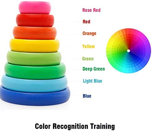 Wooden Tower of Hanoi Intellectual Toy Brain Teaser 8 Rings Hanoi Tower