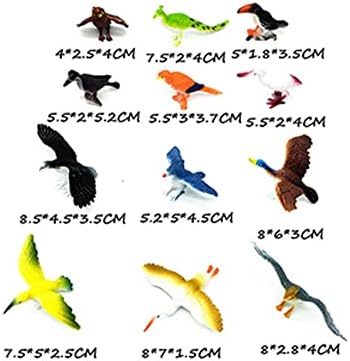 SmilerSmile Animal Assorted Mini Plastic Figures Toy Set, Educational Party Cake Topper, Goody Bag Filler (10pcs Bird)