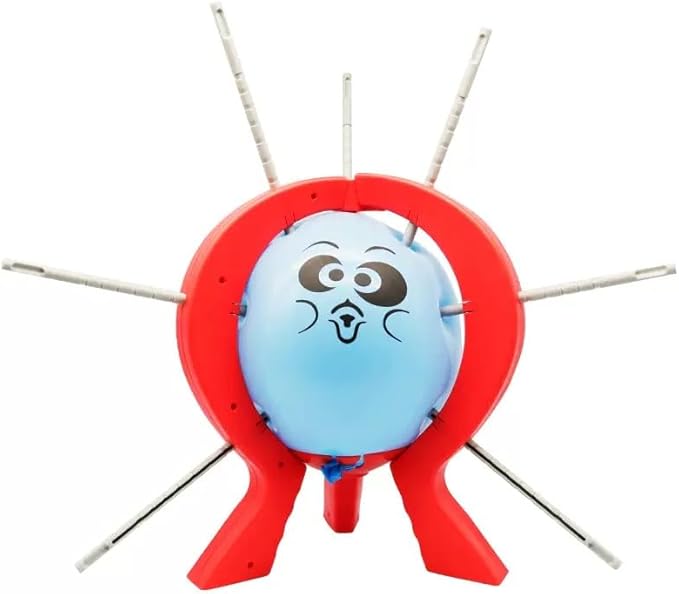 Balloon Blast Party Game Set, Family Fun Tabletop Game with 10 Balloons, 9 Sticks, Dice, Stand, Red Frame