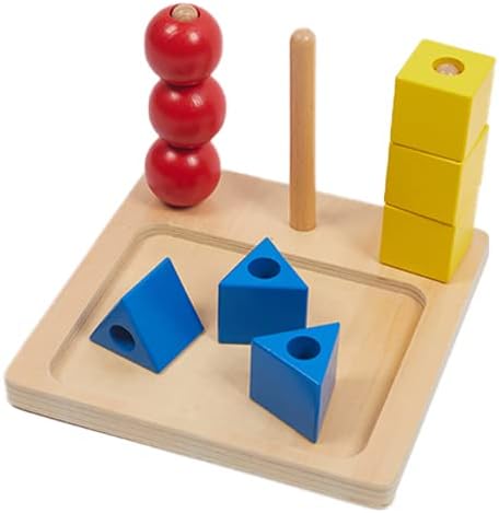 Montessori Toys for 1 2 3 Years Old - 3 Colored Cubes on Wooden Peg Toys, Baby Game for Color Recognition Shape Sorter, Montessori Materials Wooden Sorting and Stacking Toys for Boys and Girls Gift