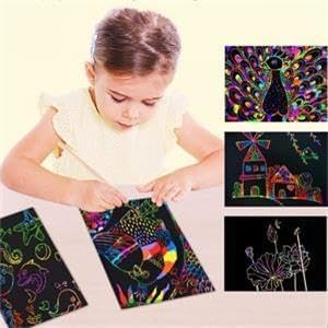 Cityrosy Scratch Art Paper Rainbow Sets 100 Pcs-Black Magic Scratch Off Craft Set for Kids Classroom Supplies Kits for Age 3-12 Kids Party Games Halloween Christmas Birthday Gifts