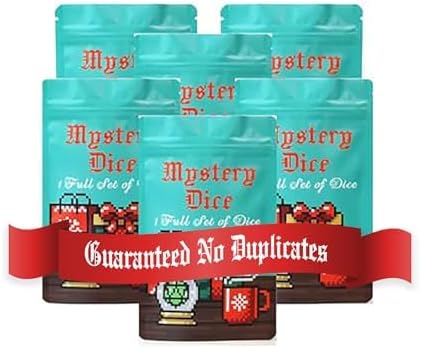 1985 Games Holiday Mystery Dice Bag - Wide Range of Patterns for Gaming, Role Playing, Table Games (Pack of 6)