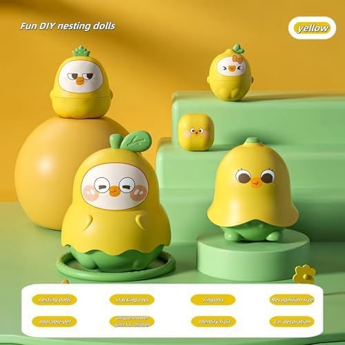 LQR Unique Yellow duck russian nesting dolls stacking toys,Fruit duck nesting dolls，stacking Cups sensory toys for children over，toddler educational count learning toys，Birthday gifts for boys and gir