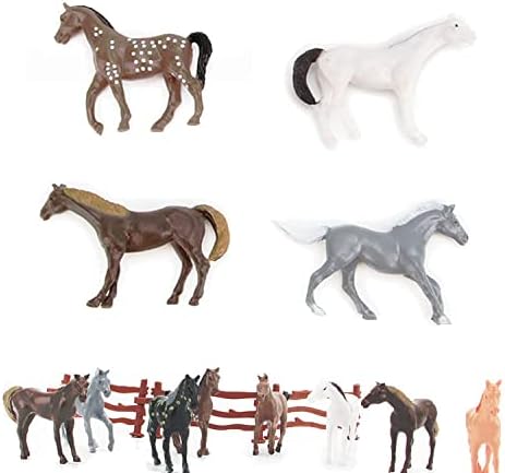 SmilerSmile Animal Assorted Mini Plastic Figures Toy Set, Educational Party Cake Topper, Goody Bag Filler (8pcs Horse)