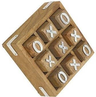 TOSQP27 Tic Tac Toe XO Blocks Game Brain Teaser Puzzle Wooden Handcrafted Family Board Games Unique Gifts for All Occasions