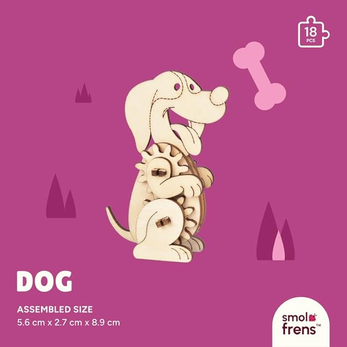 Wooden Animal Puzzles for Ages 8+, 5 Pack 3D Wooden Puzzles, STEM Kits for Kids & Adults, Wood Crafts Model Kits, STEM Toys, DIY Art Projects, Educational Gifts Toys, Party Favors - City Frens