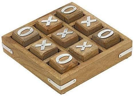 TOSQP27 Tic Tac Toe XO Blocks Game Brain Teaser Puzzle Wooden Handcrafted Family Board Games Unique Gifts for All Occasions
