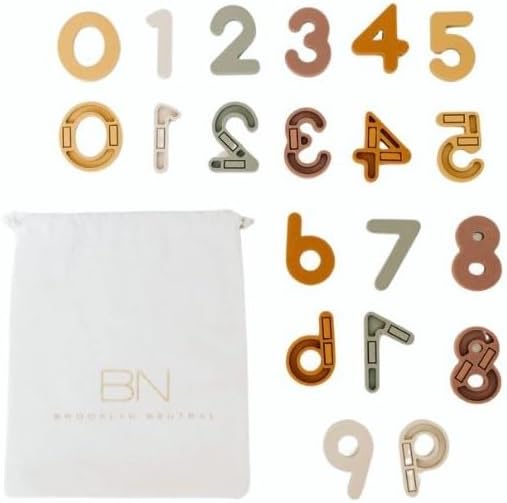 Boho Aesthetic Silicone Magnetic Numbers 20 Piece Play Set- Non-Toxic Toddler Magnets for Kids, Modern Neutral Educational Math Toys, Number Magnets for Classroom & Playroom