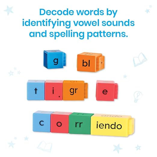 hand2mind Spanish Reading Rods Word Decoding, Word Building Activities, Alphabet Linking Cubes, Letter Blocks for Spelling, Learn Spanish for Kids, Spanish Classroom Must Haves