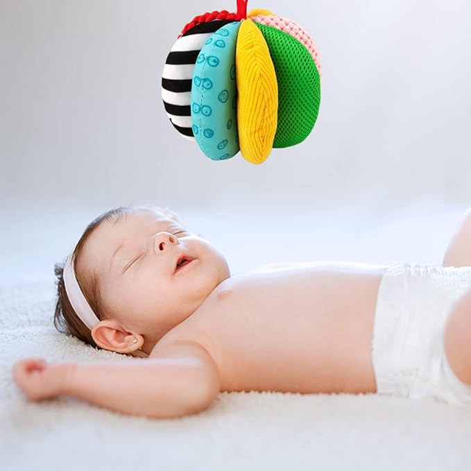8-in-1 Sensory Balls for Infant Toddlers,Rainbow Fabric Baby Toy for Sensory Development,Montessori Toys for Babies 6-12 Months,8 Different Sensory Tactile Textures with Crinkle Rattle Squeakers