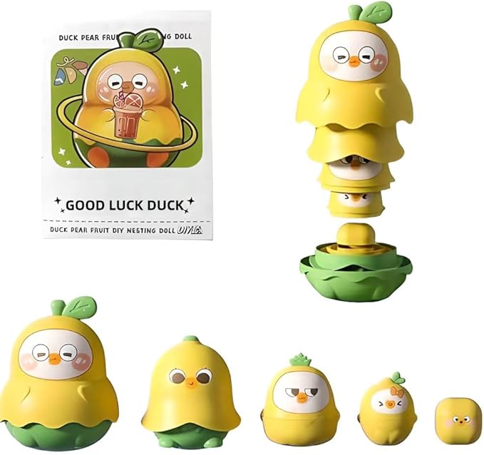 LQR Unique Yellow duck russian nesting dolls stacking toys,Fruit duck nesting dolls，stacking Cups sensory toys for children over，toddler educational count learning toys，Birthday gifts for boys and gir