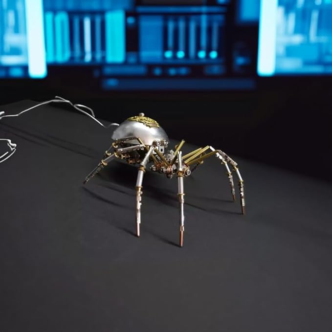Steampunk Metal Insect Bug Mechanical Sculpture Insect Clockwork 3D Metal Puzzle Model Handmade for Man Entomology Learning(Long-Tailed Spider)