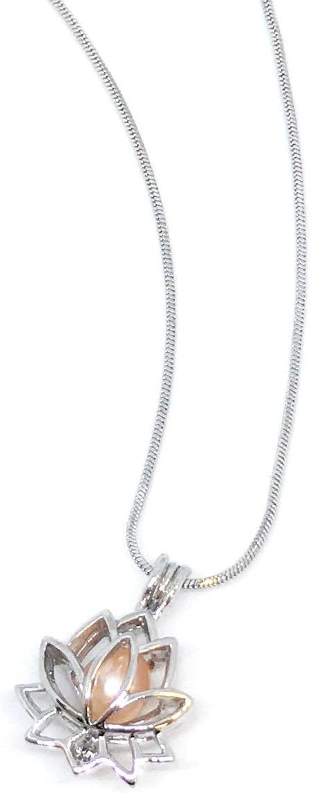 My Inspirations Precious Pearl – Lotus Pendant with 20" Chain, Pearl in Oyster DIY Necklace KIt, Unique Gift Set