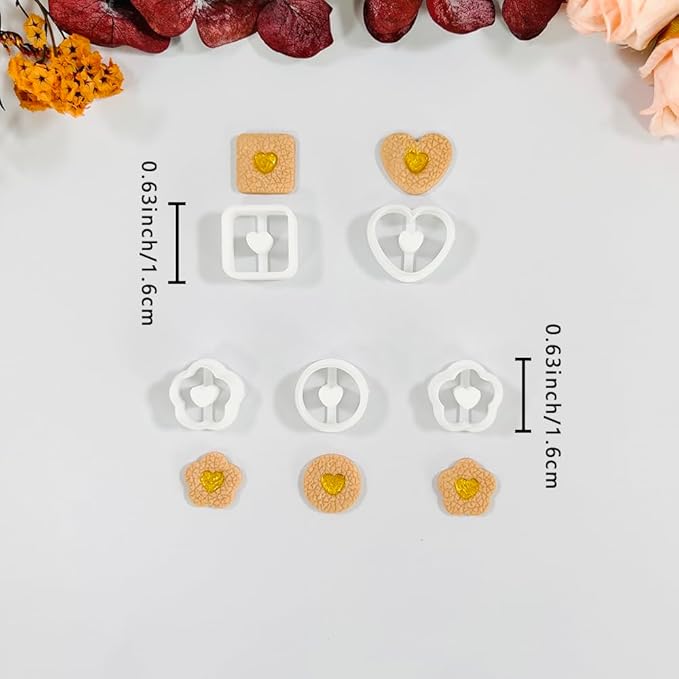 Heart Center Polymer Clay Cutters – 5 Shapes Clay Earring Cutters Set for DIY Jewelry – Polymer Clay Tools for Earrings & Crafts – Cute Clay Cutter Set for Valentine & Gift Projects