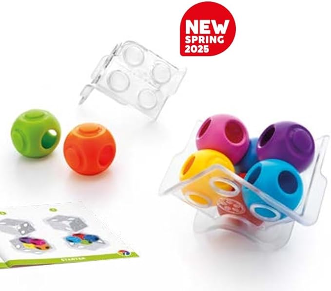 SmartGames Caged Marbles 3D Logic Game with 80 Challenges for Ages 10 - Adult. Can You fit The Marbles in The Cube?